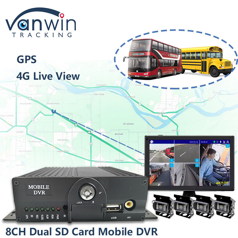8CH AHD con doble tarjeta SD Sistema de DVR móvil 4G WIFI GPS MDVR para visualización en vivo