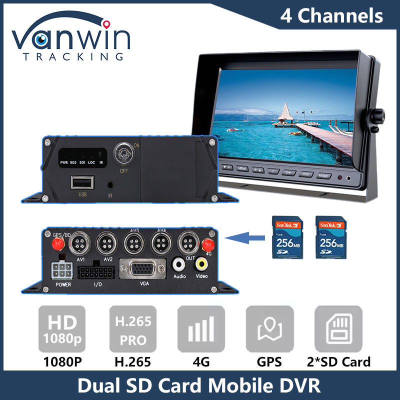 4G GPS con tarjeta SD doble DVR móvil 1080P 4CH cámara CCTV grabador de seguridad DVR de seguimiento móvil