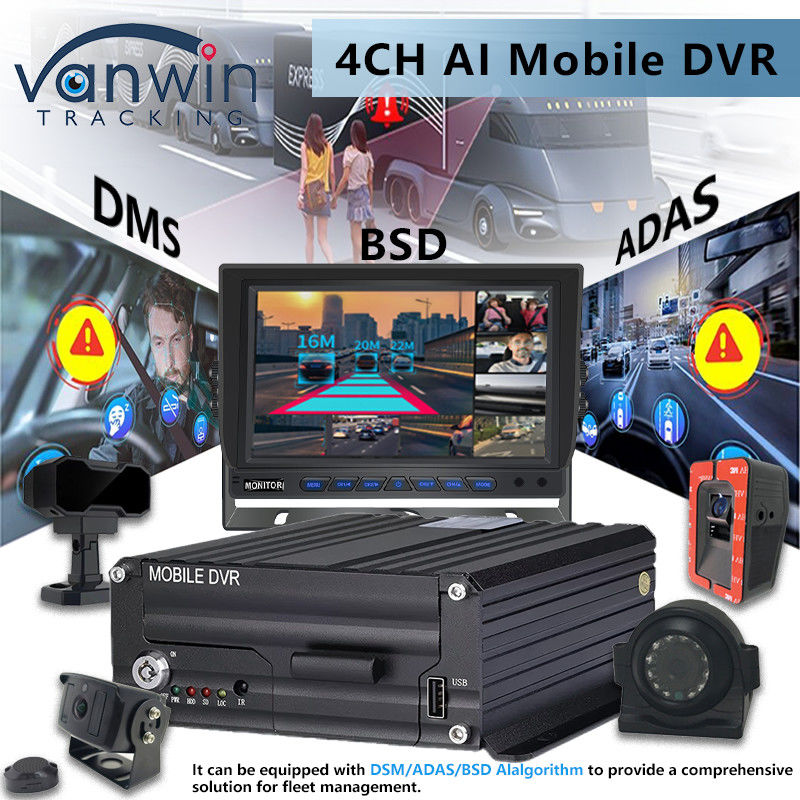 4CH 5G CMSV6 Sistema AI DVR móvil con GPS ADAS BSD DMS H.265 MDVR para monitoreo de CCTV de automóviles