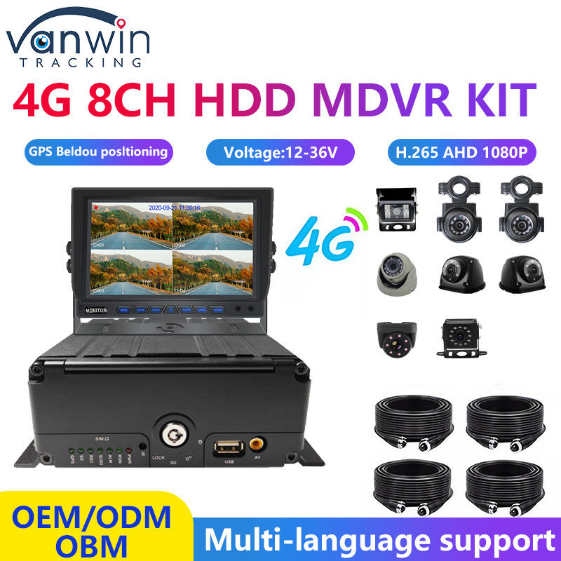 H.265 8CH HDD 1080P Sistema de DVR móvil con 4G MDVR Kit Función GPS WIFI para la gestión de la flota