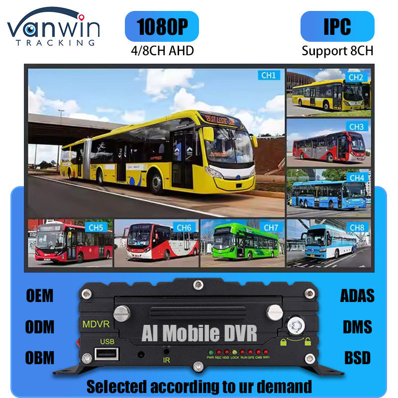 8CH AI ADAS DMS BSD DVR móvil HDD MDVR 2TB Plataforma de seguimiento de apoyo para vehículos DVR para vehículos