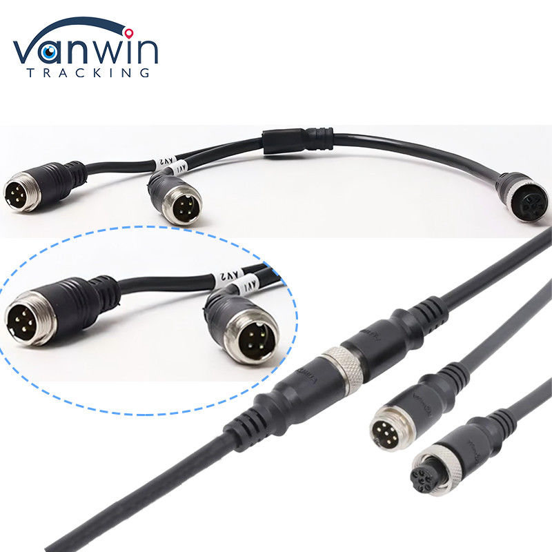 Cable de adaptador de aviación de 6 pines femenino a doble 4P masculino para el sistema de seguridad del vehículo