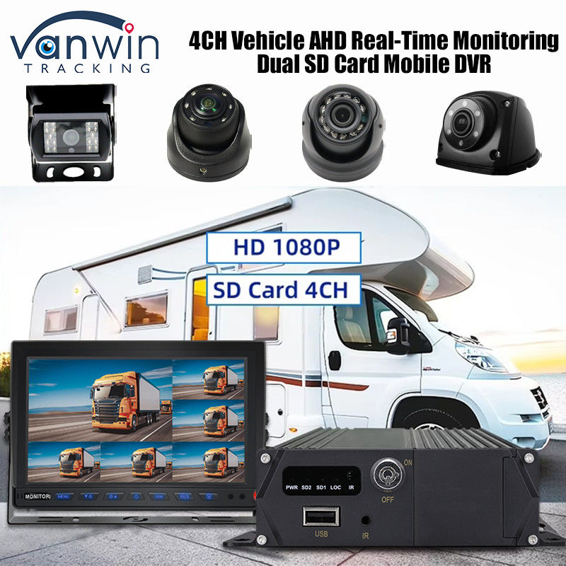 CMSV6 4CH con doble tarjeta SD DVR móvil 4G GPS Monitoreo en tiempo real Video vigilancia MDVR