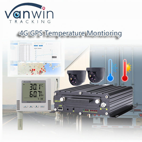 Grabadora de vídeo GPS 4CH 4G inalámbrica Monitoreo de temperatura para vehículos refrigerados
