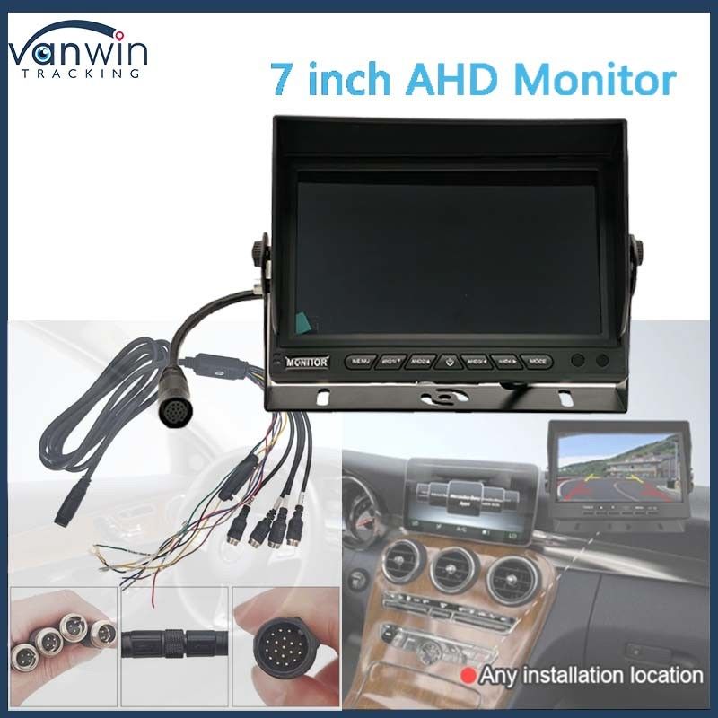 AHD 1080P MDVR Monitor de 7 pulgadas de pantalla dividida Monitor de tarjeta SD Cámara de vista trasera Kit de marcha atrás para autocaravana de camioneta de autobús