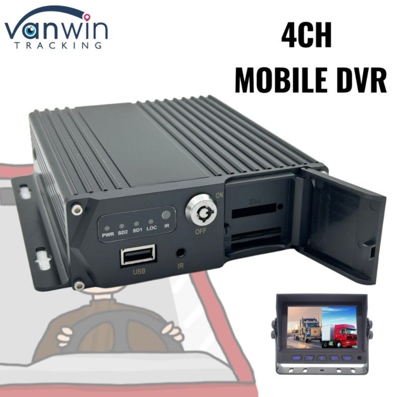 Tarjeta SD de 4 canales DVR móvil con doble tarjeta para monitoreo de vehículos