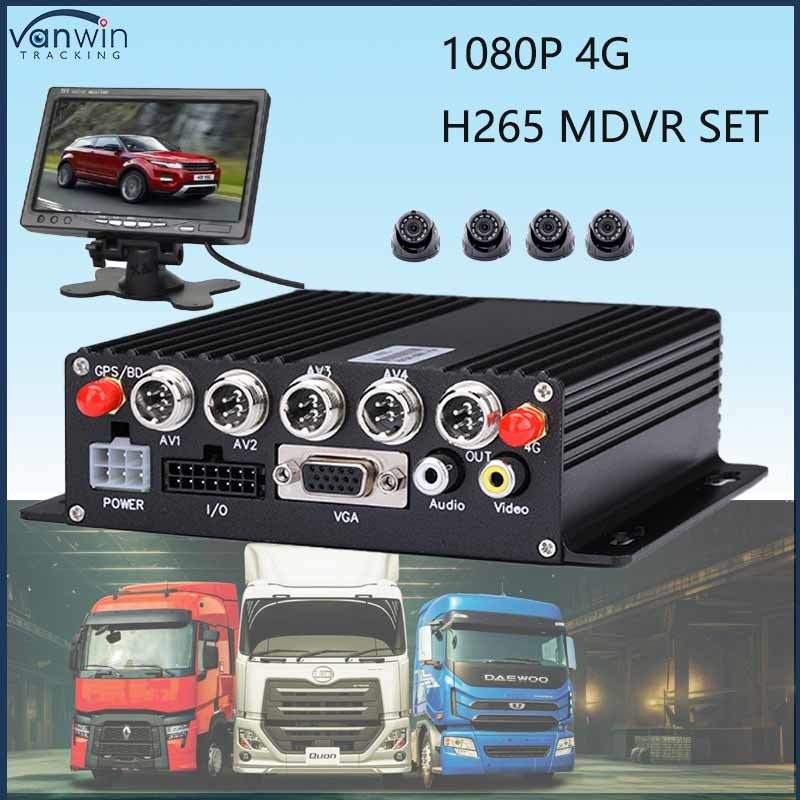 HD 1080P AI BSD ADAS DMS Kit Autobuses Camiones 4G WiFi 4 canales SD Sistemas de DVR móvil Vehículo CAR Caja negra