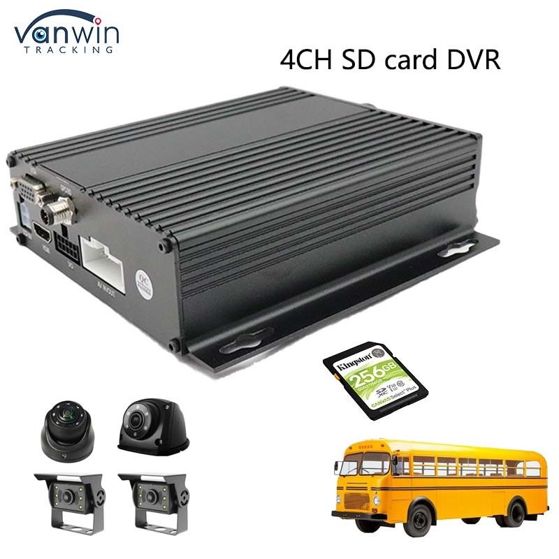 4 canales AHD 1080P tarjeta SD 256G DVR móvil con puerto USB VGA para camión de seguridad DVR registrador