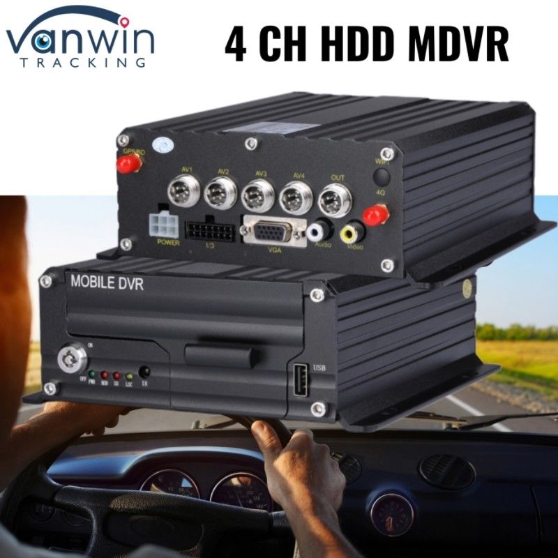 4CH 1080P DVR Sistema de gestión de flotas Grabadora de vídeo digital HDD con rastreador de vehículos GPS 4G