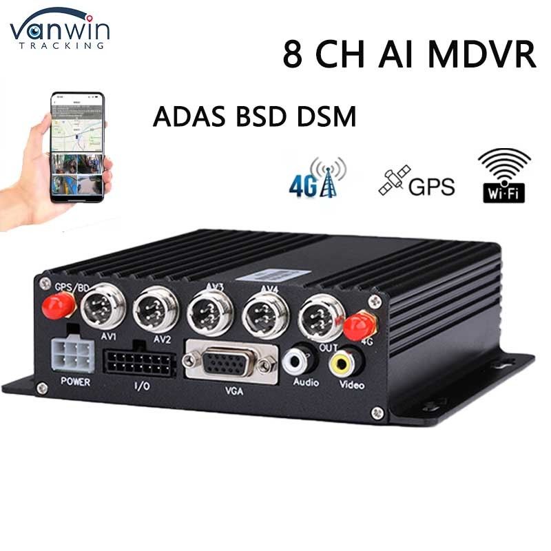 8CH SD DVR 4G GPS ADAS DMS AI MDVR 1080P H.265 DVR móvil Dashcam Grabador GPS móvil