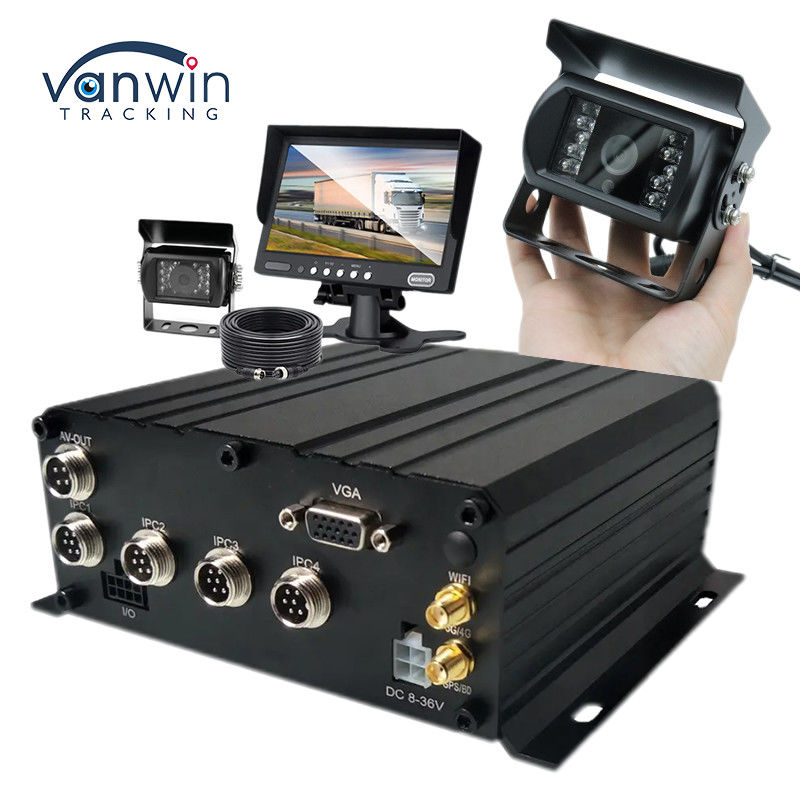 Sistema de vigilancia móvil 4CH AHD 1080P instalado en el vehículo con almacenamiento HDD y pantalla de monitoreo HD