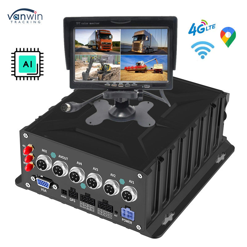 4CH 1080P Vehículo de vigilancia cámara de respaldo inversa AI MDVR Sistema de vehículo GPS rastreador
