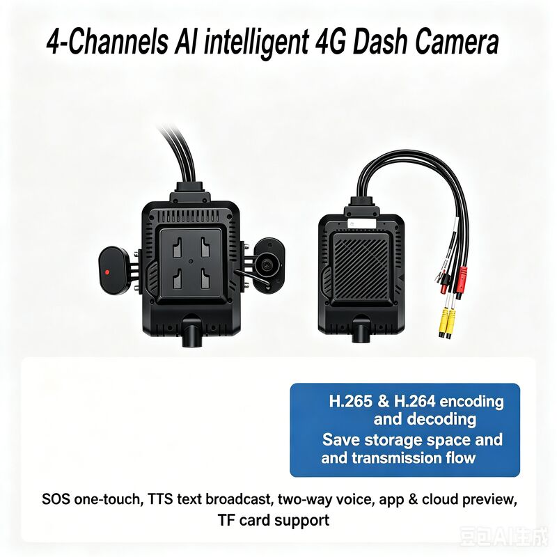 24V 4CH AI Dash Cam Kit Cámara de seguridad de vehículos DVR con DMS ADAS BSD Cámara lateral para camión / autobús