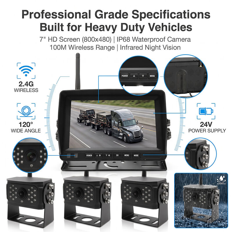 Kit de cámara de respaldo Digital inalámbrica de 4 canales con Monitor IPS IP69K impermeable HD visión nocturna cámara de conducción de visión lateral/trasera