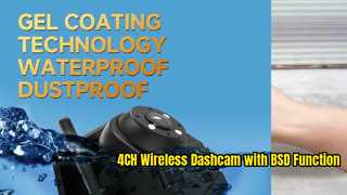 Dashcam inalámbrico de 4 canales 720P para camiones/vehículos recreativos – Alarma BSD IPS de 7", magnético y recargable